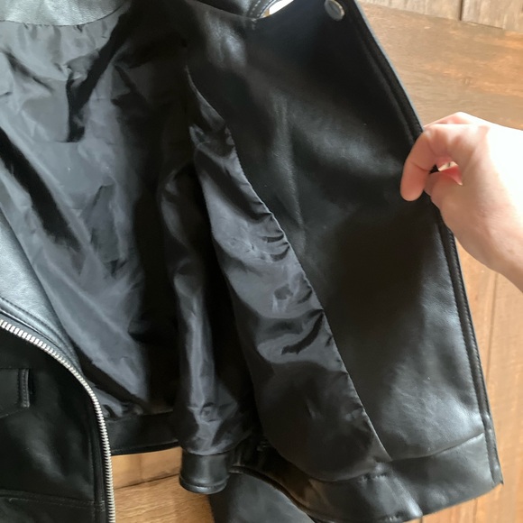 Topshop Faux Leather Belted Biker Jacket Size 12 - Picture 6 of 8